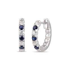 Sapphire & Diamond Channel-Set 18CT White-Gold Hoop Earrings
