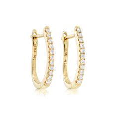 Diamond Half-Set 18CT Yellow-Gold Curved Hoop Earrings