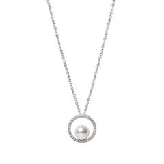 Mikimoto 18CT White-Gold Circles Classic Pearl & Diamond Necklace