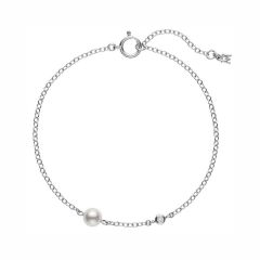 Mikimoto 18CT White-Gold Pearl & Diamond Dot Chain Bracelet