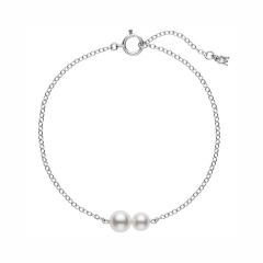 Mikimoto 18CT White-Gold Double Pearl Chain Bracelet