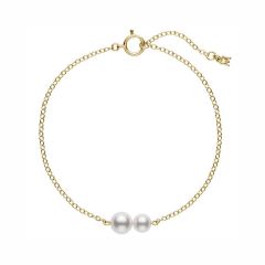Mikimoto 18CT Yellow-Gold Double Pearl Chain Bracelet