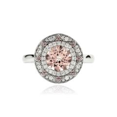Compass Pink Morganite & Diamond Double Halo Ring