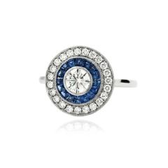 Target Diamond & Sapphire 18CT White-Gold Double Halo Ring