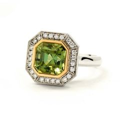 Cosmo Green Tourmaline & Diamond Halo 18CT Gold Ring