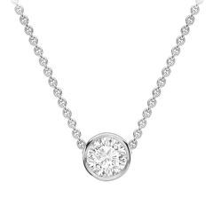 18CT White-Gold & Diamond Rub-Over Necklace