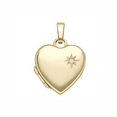 9CT Yellow-Gold & Diamond Heart Locket Pendant Necklace