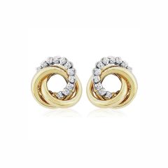 9CT Yellow-Gold & White Stone Fancy Stud Earrings