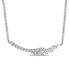 18CT White-Gold Mixed-Cut Diamond Crossover Bar Necklace