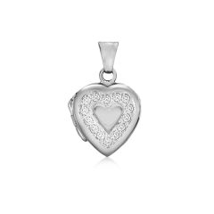 Sterling Silver & White Stone Heart Locket Pendant Necklace