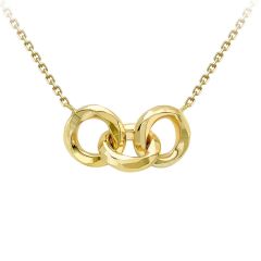 9CT Yellow-Gold Diamond-Cut Linked Rings Necklace