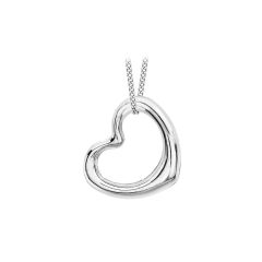 18CT White-Gold Asymmetrical Heart Slider Pendant Necklace