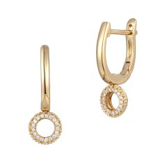 Diamond & 18CT Yellow-Gold Circle Drop Hoop Earrings