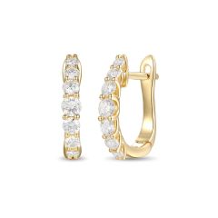 18CT Yellow-Gold Diamond Half-Set Graduating Hoop Earrings