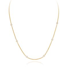 18CT Yellow-Gold & Diamond Rub Over Chain Necklace