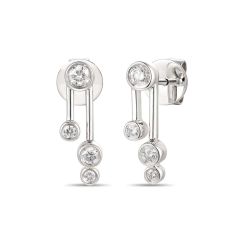 18CT White-Gold Diamond Bubble Mini Drop Earrings