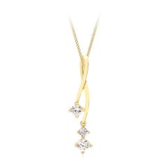 9CT Yellow-Gold Crossover Sparkle Slider Pendant Necklace