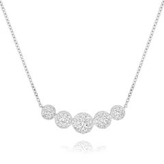 Five Stone Diamond & Halo 18CT White-Gold Necklace
