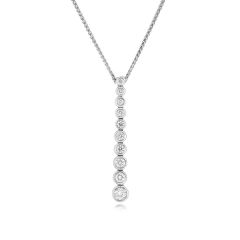18CT White-Gold Ten Stone Diamond Graduated Pendant Necklace