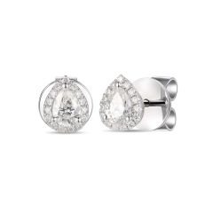 Pear-Cut Diamond Halo 18CT White-Gold Stud Earrings