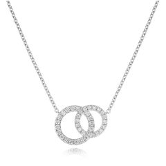 18CT White-Gold Diamond Double Circle Loop Necklace