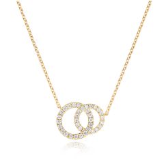 18CT Yellow-Gold Diamond Double Circle Loop Necklace