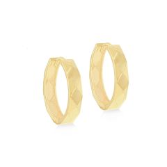 9CT Yellow-Gold Faceted Medium Hoop Earrings