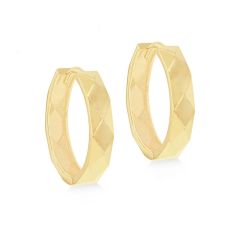 9CT Yellow-Gold Faceted Large Hoop Earrings