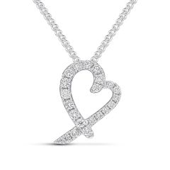 18CT White-Gold Diamond Heart-Shaped Sliding Pendant Necklace
