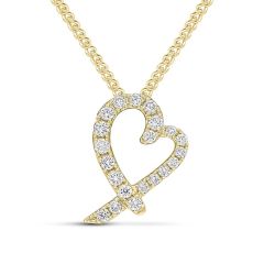 18CT Yellow-Gold Diamond Heart-Shaped Sliding Pendant Necklace