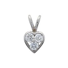 Diamond Three-Stone Heart & 18CT White-Gold Pendant Necklace