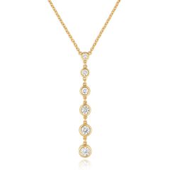 18CT Yellow-Gold Graduated Diamond Six-Stone Drop Necklace