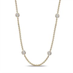 Diamond Rub Over 18CT Yellow-Gold Spacer Chain Necklace
