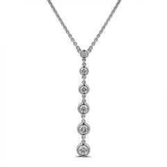 18CT White-Gold Graduated Diamond Six-Stone Drop Necklace