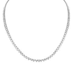18CT White-Gold Round-Cut Diamond Graduated Line Necklace