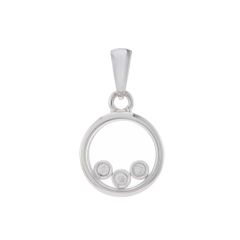 9CT White-Gold Floating Diamond Circle Pendant Necklace