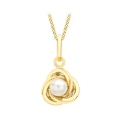 9CT Yellow-Gold Freshwater Pearl Knot Pendant Necklace