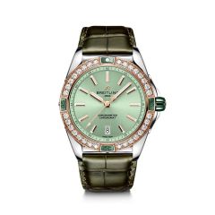 Breitling Super Chronomat Automatic 38 Steel & Green Leather Watch