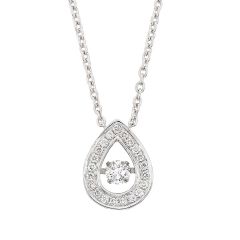 Suspended Diamond 18CT White-Gold Pear Drop Pendant Necklace