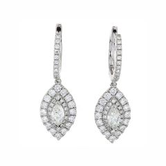 Marquise-Cut Diamond Double Halo 18CT White-Gold Hoop Earrings