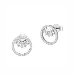 Diamond 18CT White-Gold Circle & Sunray Stud Earrings