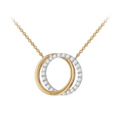 9CT White & Yellow-Gold Sparkle Double Circles Necklace