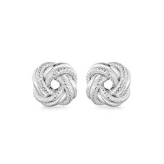 Sterling Silver Textured Knot Stud Earrings