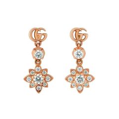Gucci Flora Diamond 18CT Rose-Gold Drop Earrings