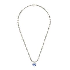 Gucci Interlocking Silver & Blue Boule Chain Necklace