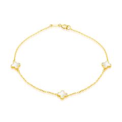 9CT Yellow-Gold Mother of Pearl Petals Chain Bracelet