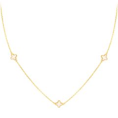 9CT Yellow-Gold Mother of Pearl Petals Chain Necklace