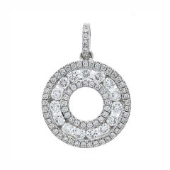 Three-Row Diamond Circle 18CT White-Gold Pendant Necklace