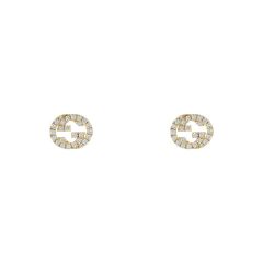 Gucci Interlocking Diamond & 18CT Gold Stud Earrings