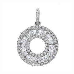 18CT White-Gold Diamond Three-Row Circle Pendant Necklace